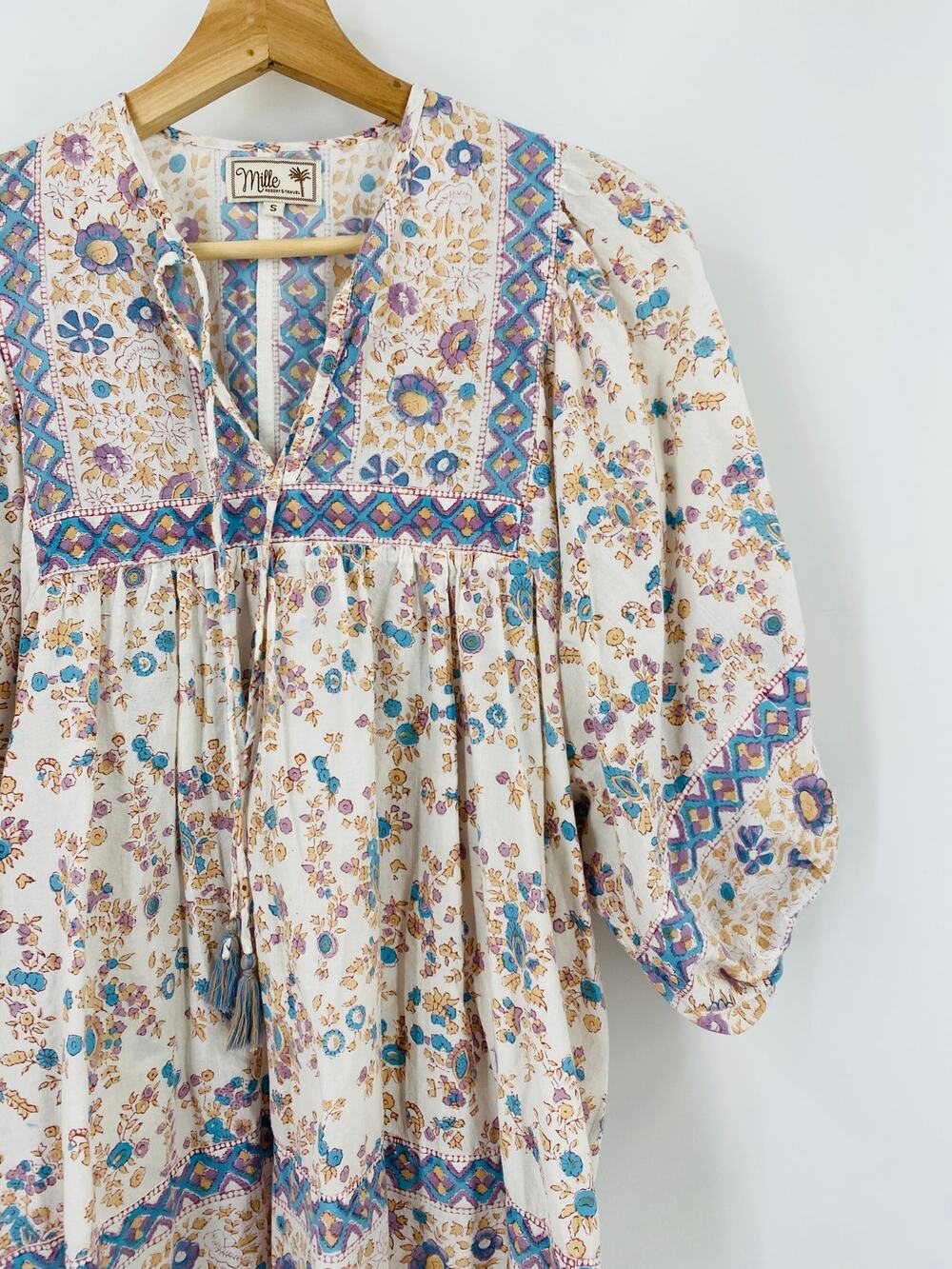 Mille floral puff sleeve peasant blouse